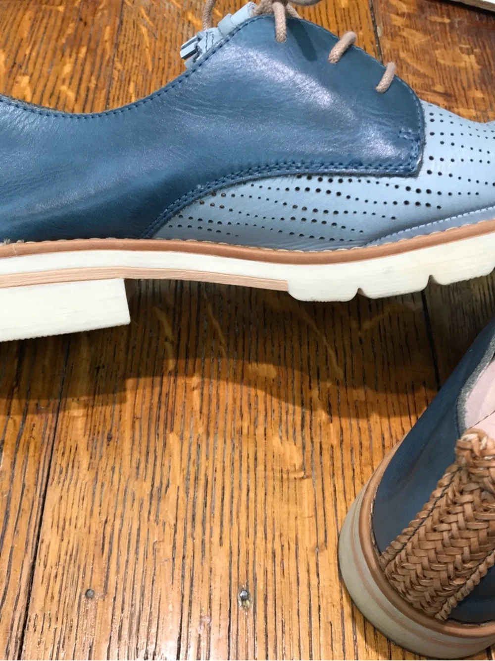 PIKOLINOS Two-Tone Blue Perforated Leather Lace-Up Oxfords - Picture 3 of 5